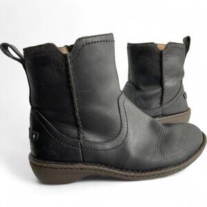 Ugg Neevah Black Shearling Sheepskin Lined Boots Leather Ankle Zip Women's 10